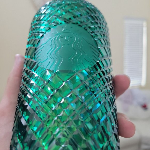 Starbucks Holiday 2021 Studded Dark Green Jeweled Tumbler Cold Cup Grande 16oz - Picture 3 of 5
